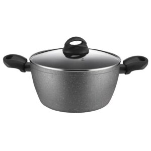 AMERCOOK Lava Stone 3.5 qt. Aluminum Nonstick Casserole Dish in Gray with Glass Lid