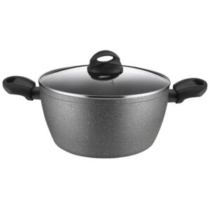 AMERCOOK Lava Stone 5 qt. Aluminum Nonstick Casserole Dish in Gray with Glass Lid