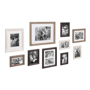 Kate and Laurel Bordeaux Multicolored Brown, White, and Gray Picture Frame (Set of 10)