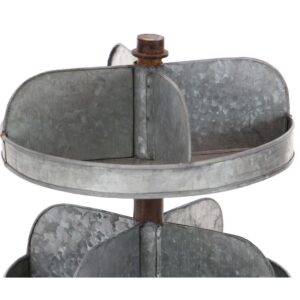 LITTON LANE 2-Tier Indistrial Arts Iron Tray Stand in Gray