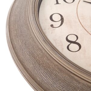 Pinnacle Woodgrain Circle Washed Grey Wall Clock