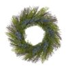 Nearly Natural 21 in. Cedar with Blue Berries Artificial Wreath