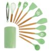 MegaChef Mint Green Silicone and Wood Cooking Utensils (Set of 12)
