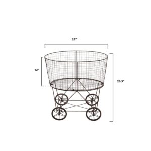 3R Studios Vintage Metal Basket with Wheels