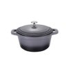 AMERCOOK LA PLURIEL 3 qt. Round Enameled Cast Iron Casserole Dish in Gray with Lid