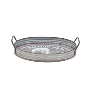 LITTON LANE Distressed Silver DecorativeTrays with Handles (Set of 2)