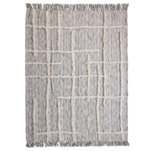 LR Resources Linework 50 in. x 60 in. Gray/Natural Decorative Throw Blanket