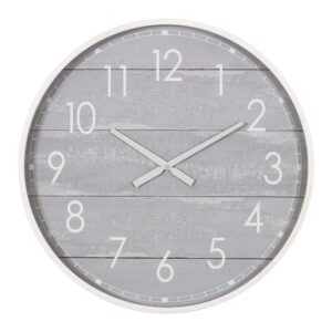 Pinnacle 28 in. Gray Washed Wood Plank Round Wall Clock