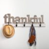 Pinnacle Rustic Thankful Gray Wood Decorative Sign with Hooks