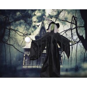 Haunted Hill Farm 6.5 ft. Animatronic Wicked Witch Halloween Prop