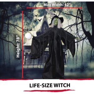Haunted Hill Farm 6.5 ft. Animatronic Wicked Witch Halloween Prop