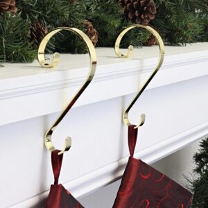 Haute Decor Brass Stocking Scroll Stocking Holder (2-Pack)