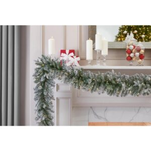Home Accents Holiday 9 ft Starry Light Battery Operated Flocked Frasier Fir LED Pre-Lit Garland with Timer