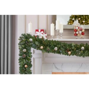Home Accents Holiday 9 ft. St. Germain Battery Operated Mixed Pine LED Pre-Lit Christmas Garland with Timer