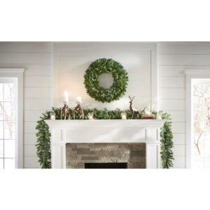 Home Accents Holiday 12 ft. Pre-Lit Norway Garland with Battery Operated Warm White LED Light