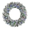 Home Accents Holiday 30 in. Starry Light Flocked Pine LED Prelit Wreath with 50-Lights and Timer