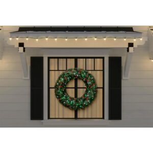 Home Accents Holiday 36 in. Christmas Bright Pre-lit LED Artificial Spruce Wreath with Red,Green, and Cool White Lights