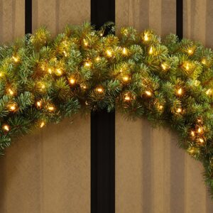 Home Accents Holiday 60 in. Wesley Pre-Lit Long Needle Pine Artificial Christmas Wreath with 498-mixed tips and 240 Warm White Lights