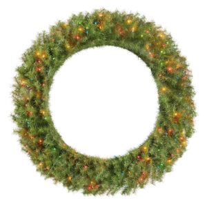 Home Accents Holiday 48 in. Dia Green Pre-Lit Incandescent Light Norwood Fir Artificial Christmas Wreath with 200-Lights