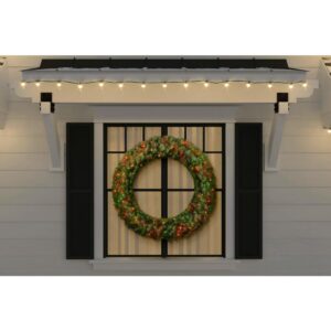 Home Accents Holiday 48 in. Dia Green Pre-Lit Incandescent Light Norwood Fir Artificial Christmas Wreath with 200-Lights