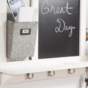 Home Decorators Collection 26 in. H x 31 in. W x 5 in D Home Decorators Collection White Wood Multi-Function Wall Organizer with Hooks