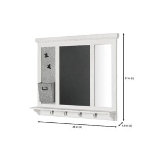 Home Decorators Collection 26 in. H x 31 in. W x 5 in D Home Decorators Collection White Wood Multi-Function Wall Organizer with Hooks
