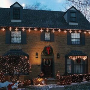 HOLIDYNAMICS HOLIDAY LIGHTING SOLUTIONS 48 in. L 70-Count Pure White Christmas Roofline Decor LED Blizzard Artisticks (Set of 2)