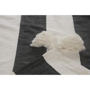 LR Home Metty Charcoal / Ivory Bold Striped Tasseled Cotton Throw Blanket