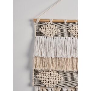 LR Home Fringed Bohemian Neutral Ivory / Natural Tasseled Wall Tapestry
