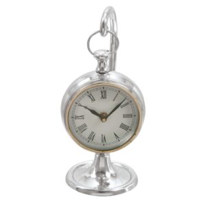 LITTON LANE 11 in. x 5 in. Classic Aluminum Round Table Clock