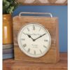 LITTON LANE 11 in. x 10 in. Rustic Wood and Iron Brown Square Table Clock