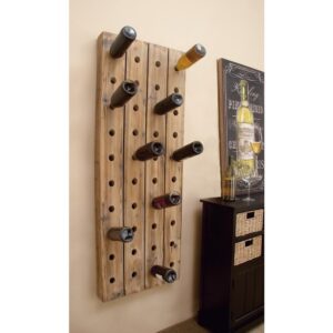 LITTON LANE Pegboard 40-Bottle Wine Rack in Exposed Mahogany Finish