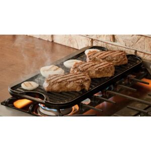 Lodge 5-Piece Black Cast Iron Reversible Stovetop Griddle Set with Egg Rings