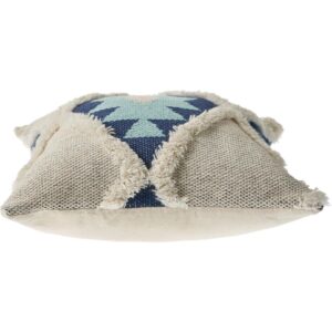 LR Home 20 in. x 20 in. Off White/Blue Tufted Winter Paradise Southwest Standard Throw Pillow