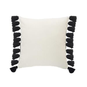 LR Home Trinity Black and Ivory Stripe Fringe Soft Poly-fill 20 in. x 20 in. Throw Pillow