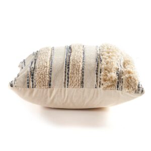LR Resources Zanthia Cream / Gray / Gold Striped Hypoallergenic Polyester 20 in. x 20 in. Throw Pillow