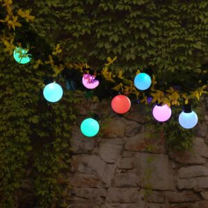 LUMABASE 2.5 in. Round Solar Pathway Color Changing String Lights (8-Light)