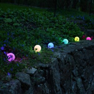 LUMABASE 2.5 in. Round Solar Pathway Color Changing String Lights (8-Light)