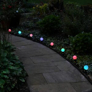 LUMABASE 2.5 in. Round Solar Pathway Color Changing String Lights (8-Light)
