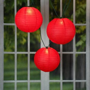 LUMABASE 10 in. 10-Light Red Paper Lantern String Lights