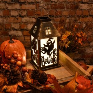 LUMABASE Golden Black Battery Operated Lighted Halloween Lantern