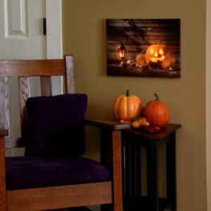 LUMABASE 12 in. x 15.75 in. x 0.75 in. Jack O' Lantern Battery Operated Lighted Wall Art