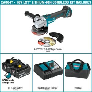 Makita 18-Volt 5.0Ah LXT Lithium-Ion Brushless Cordless 4-1/2 / 5 in. Cut-Off/Angle Grinder Kit