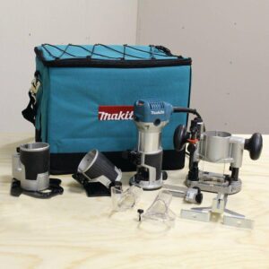 Makita 6.5 Amp 1-1/4 HP Corded Variable Speed Compact Router with 3 Bases (Plunge, Tilt, and Offset Base)