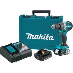 Makita 18V LXT Lithium-Ion Compact Brushless Cordless 1/2 in. Hammer Driver-Drill Kit with (2) 2.0Ah Batteries, Charger and Bag