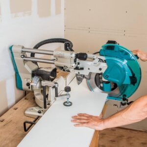 Makita 12 in. Dual-Bevel Sliding Compound Miter Saw with Laser with bonus Compact Folding Miter Saw Stand