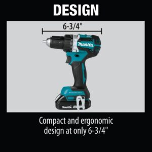 Makita 18-Volt LXT Lithium-Ion Compact Brushless Cordless 1/2 in. Driver-Drill Kit w/ (2) Batteries (2.0Ah), Charger, Bag