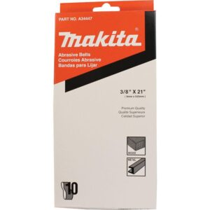 Makita 3/8 in. x 21 in. 40-Grit Abrasive Belt (10-Pack) for use with 3/8 in. x 21 in. Belt Sander