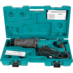 Makita 11 Amp Corded Variable Speed Reciprocating Saw With Wood Cutting Blade, Metal Cutting Blade and Hard Case, no lock-on