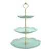 MALACASA 3-Tiered Green Cupcake Tower Stand Porcelain Round Tiered Serving Stand for Dessert Cake